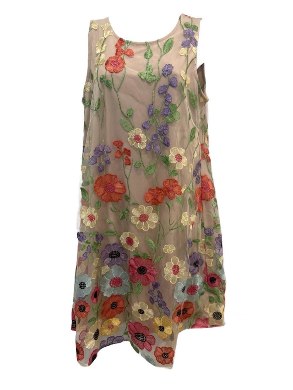 Leslie Fay Floral Embroidered Mesh A-Line Dress. Size 6